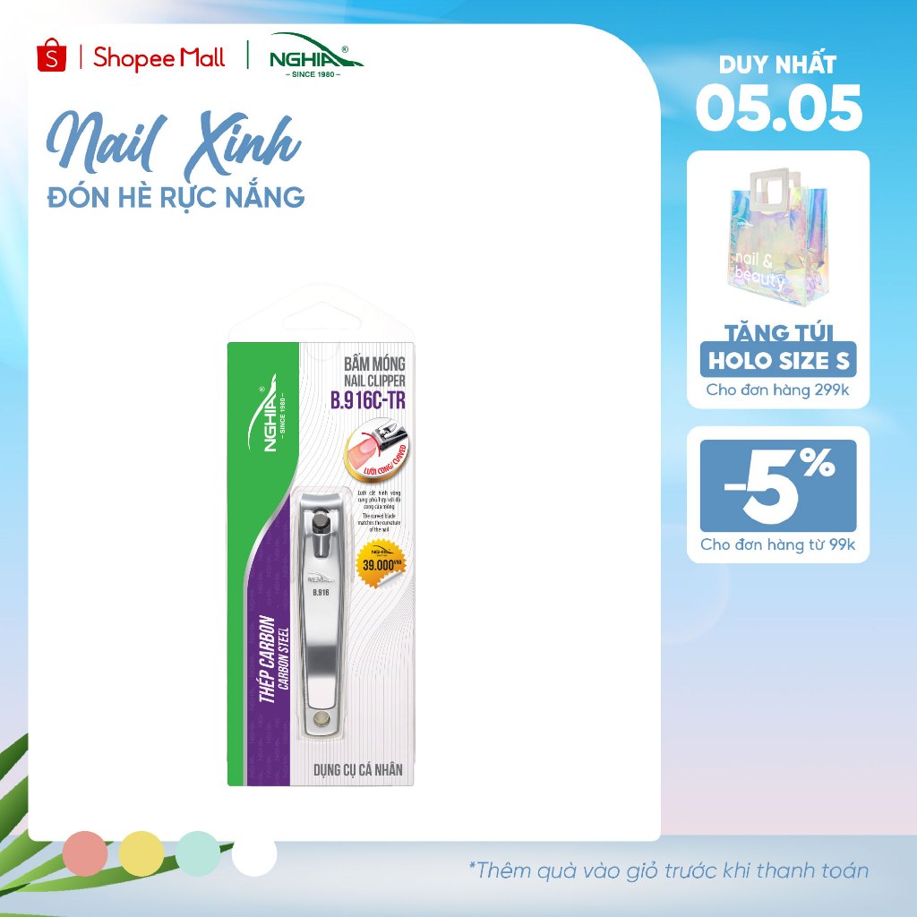 Ảnh Bấm Móng Có Khay Thép Carbon Chuyên Dụng KỀM NGHĨA B.916C - Lưỡi Cong 1