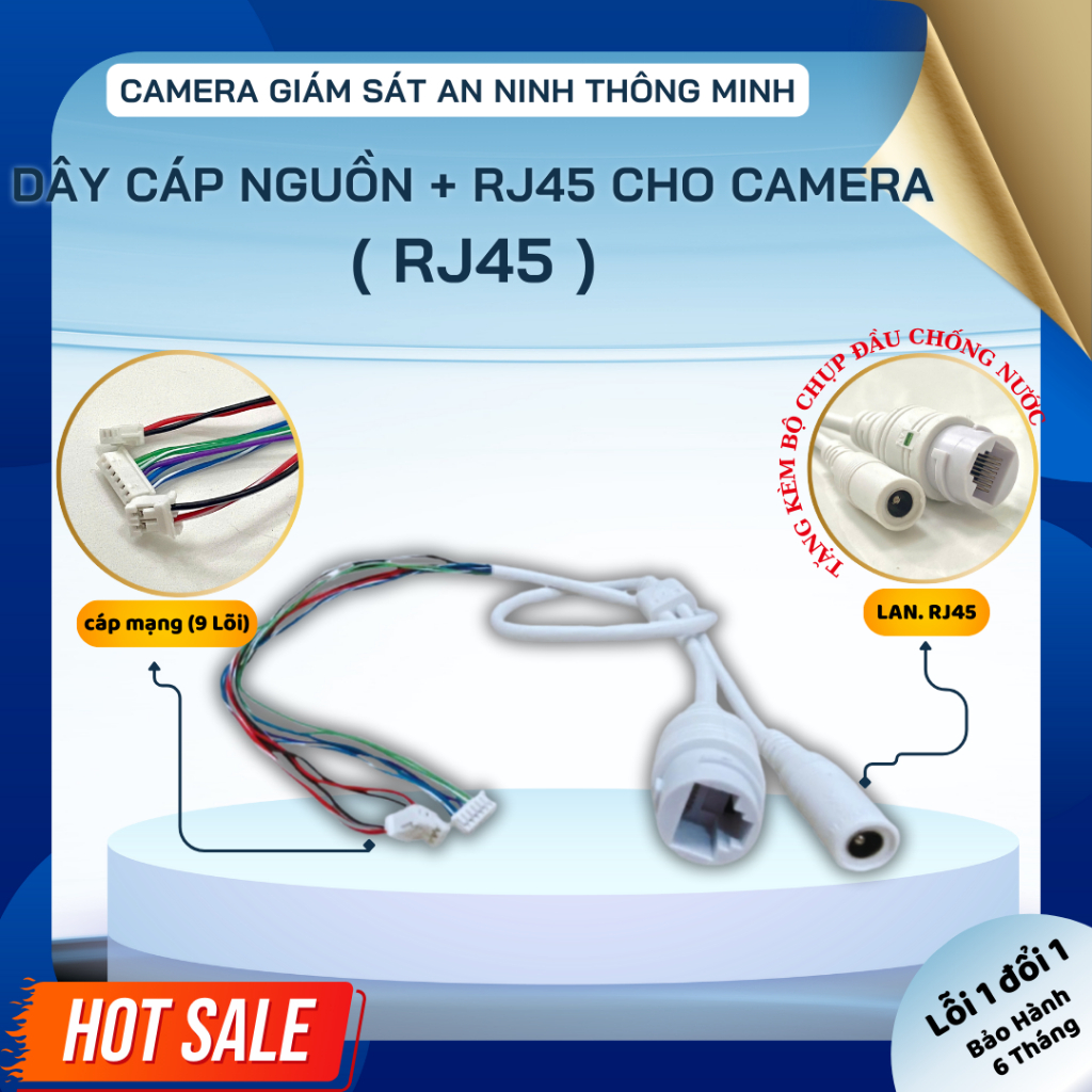 Dây Cáp nguồn+RJ45 Cho Camera (9 Lõi) - Tương Thích Với Tất Cả Các Dòng ...