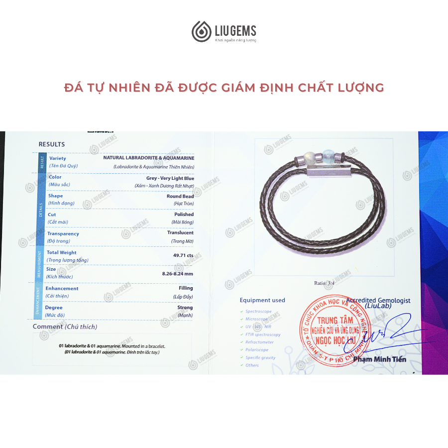 Vòng Tay Nam 2 Viên Đá Tự Nhiên 8Ly Liugems Dominus Dây Da Và Thép Không Gỉ Unisex Phong Cách VTDD02