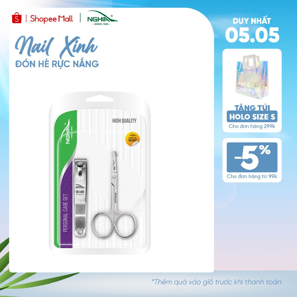 Ảnh Combo 2 Sản Phẩm KỀM NGHĨA CB.2-002 (Kéo Cắt Tỉa Lông Mũi Đầu Tròn - Bấm Móng) 1
