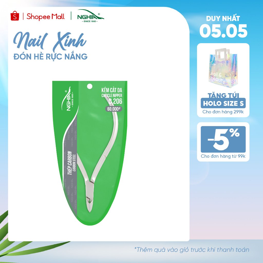 Ảnh Kềm Cắt Da Thép Chuyên Dụng Mạ Niken Rung Bóng KỀM NGHĨA D.206 (Không Chống) 1