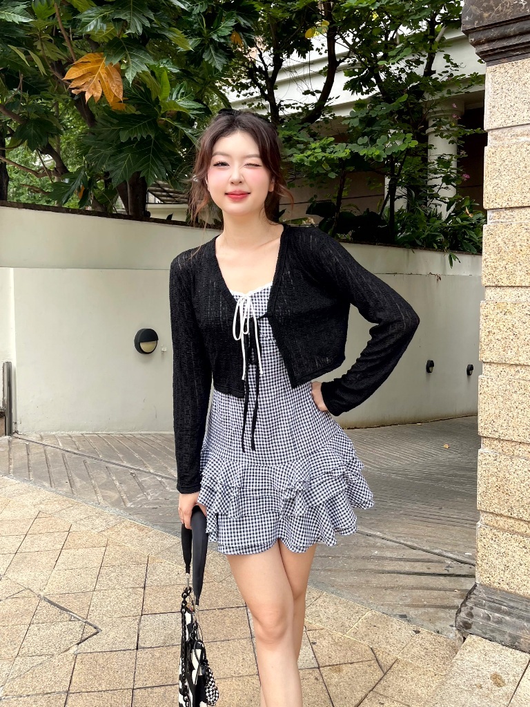 Ảnh Áo khoác cardigan thun ren GAGO nữ dáng croptop, áo khoác nữ nhẹ mùa hè phong cách dạo phố tiểu thư GA4767 2