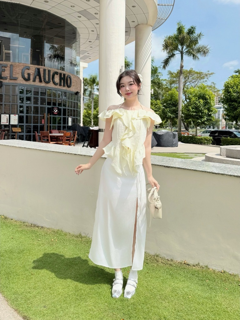 Áo Hai Dây Trễ Vai Phối Bèo GAGO GA4706 - Sang Trọng & Tiểu Thư