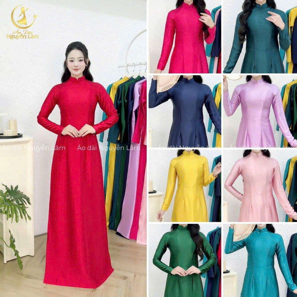[GIẢM 40K]  Áo Dài Lụa Ruby Trơn Cao Cấp - Áo Dài Nguyễn Lâm (S-4XL) Dress Women