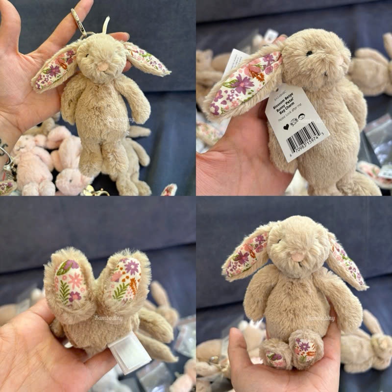 Mẫu Mới JELLYCAT Blossom Beige Bunny 'Petal' Bag Charm Full Tag