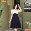 Đầm thiết kế phối lưới cổ đính nút dáng xòe BEMINE MT9274
