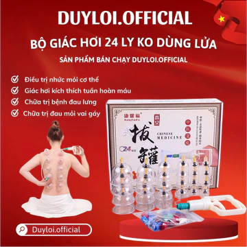 BỘ GIÁC HƠI CHÂN KHÔNG 24 LY , Bộ giác hơi không dùng lửa, cốc giác hơi tại nhà, Spa dưỡng sinh an toàn