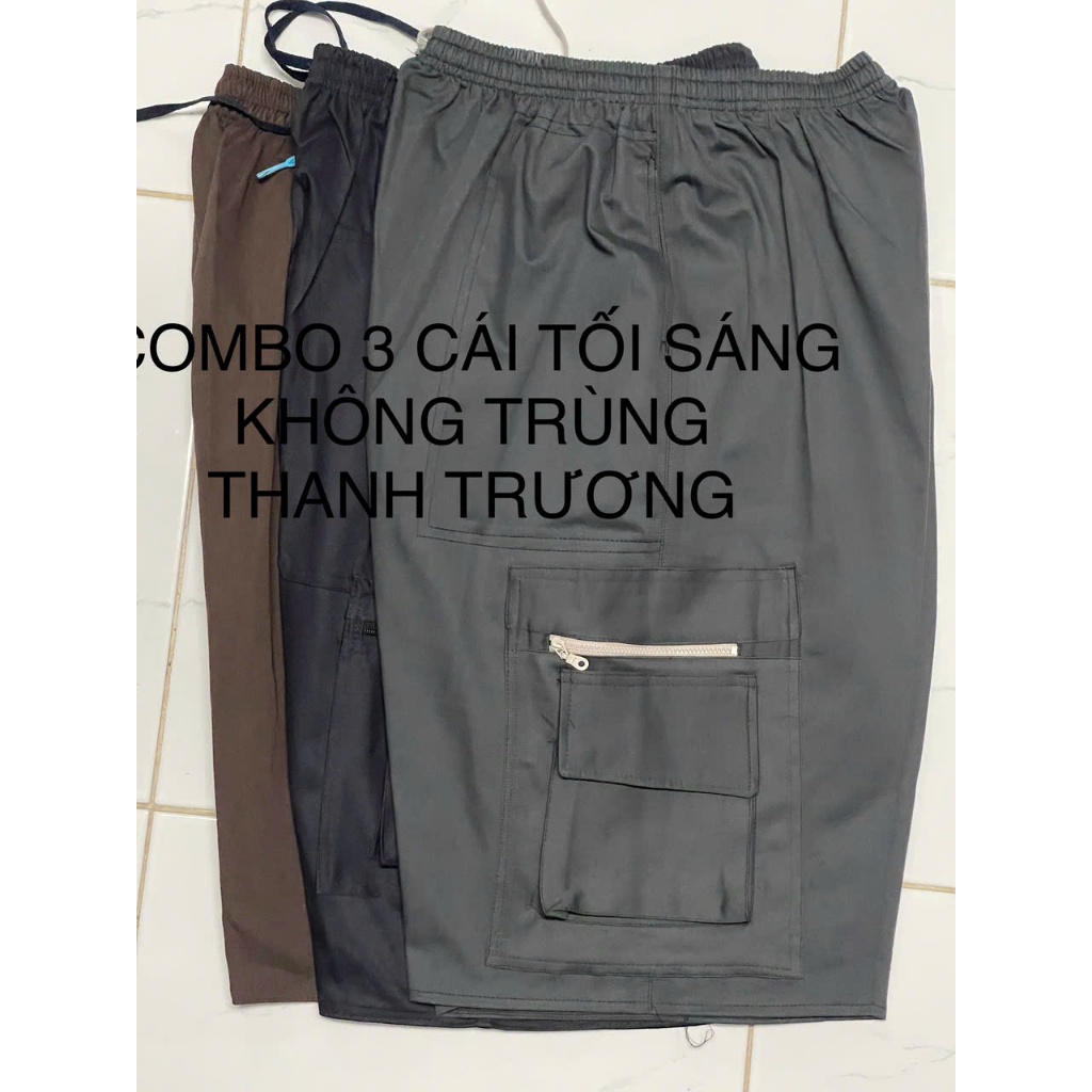 COMBO 3 Quần Short Nam Kaki , Túi Hộp Lưng Thun Co Giãn From Rộng Thoải Mái Có Túi Khóa Kéo,đa dạng màu sắc