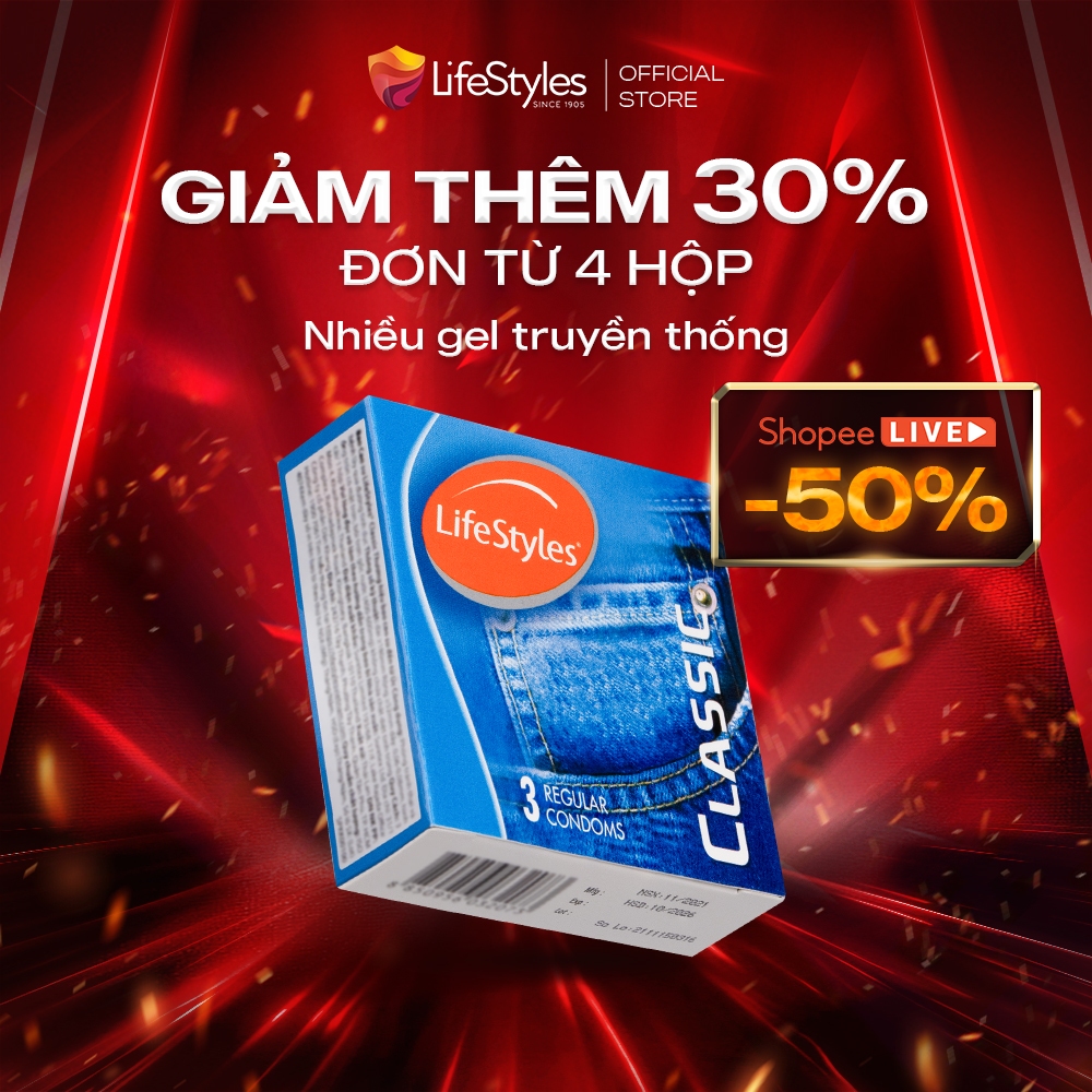 Ảnh Bao cao su LifeStyles Classic mỏng trơn truyền thống, ôm sát nhiều gel Hộp 12 bcs 1
