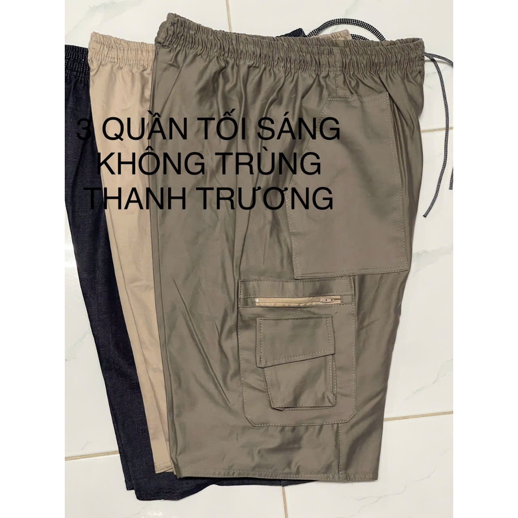 COMBO 3 Quần Short Nam Kaki , Túi Hộp Lưng Thun Co Giãn From Rộng Thoải Mái Có Túi Khóa Kéo,đa dạng màu sắc