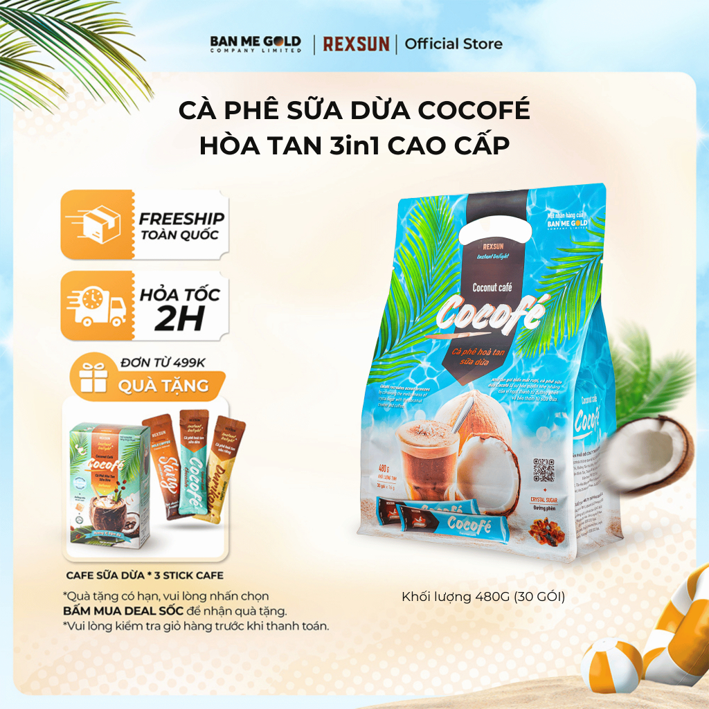 [TẶNG CF DỪA] Cà Phê Sữa Dừa Cocofe – Túi 480gr (30 Gói) - Cafe Hòa Tan ...