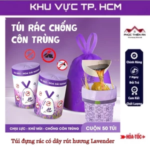 Túi đựng rác có dây rút hương Lavender, tác dụng xua đuổi côn trùng - tiện dụng, hiệu quả