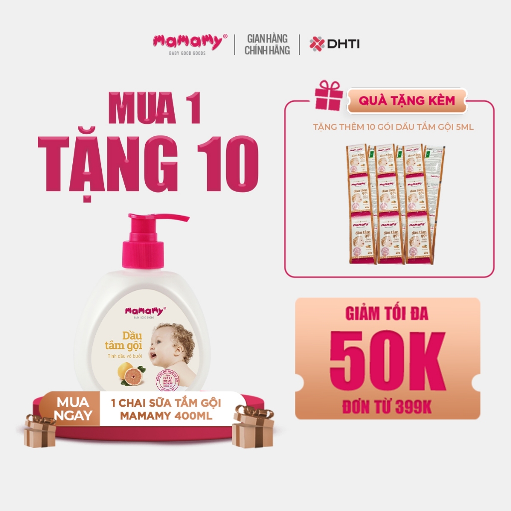 Ảnh Sữa tắm gội cho bé Mamamy gốc thực vật thiên nhiên, dịu lành tinh dầu bưởi/tía tô 1