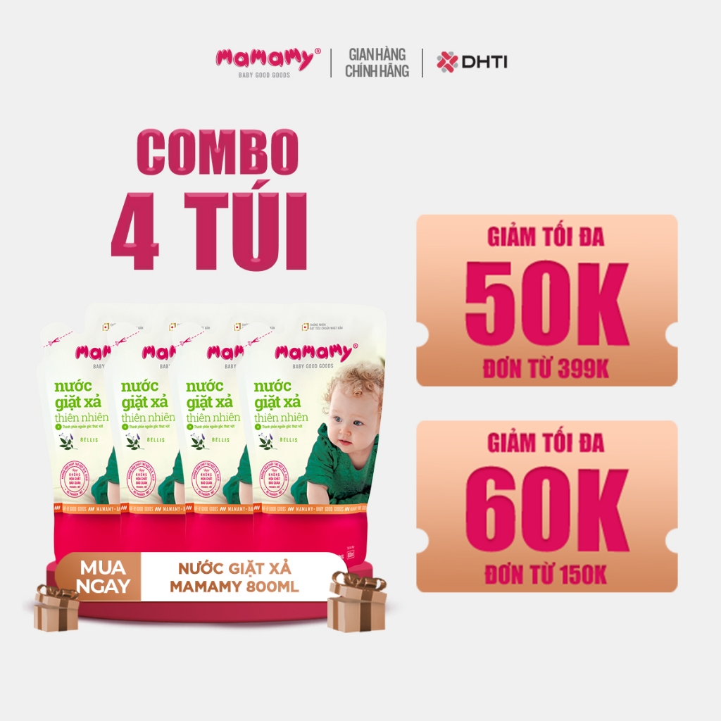 Ảnh -Nước giặt xả cho bé, nguồn gốc tự nhiên Mamamy túi 800ml an toàn, tiện lợi túi có vòi phiên bản mới 1