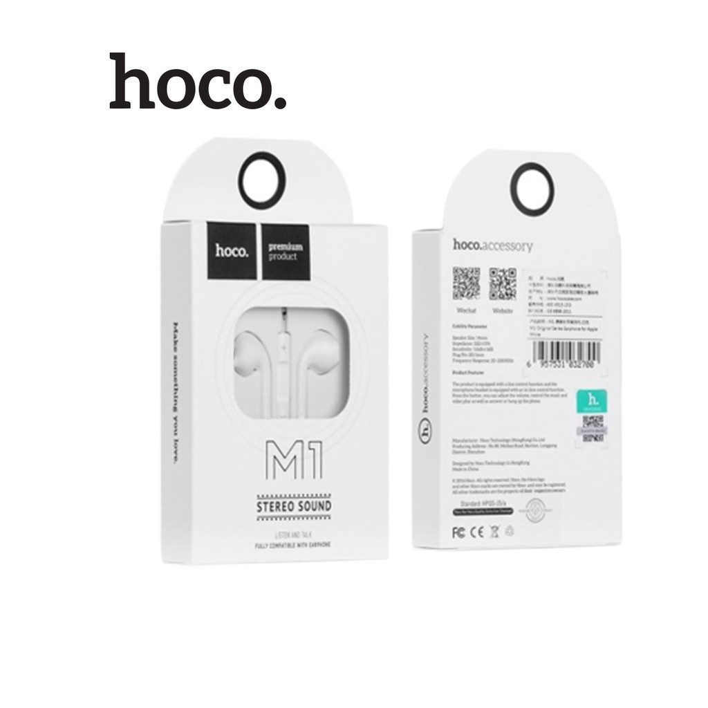Tai nghe có dây Hoco M1 jack 3.5mm nhét tai full chức năng nghe gọi đàm thoại