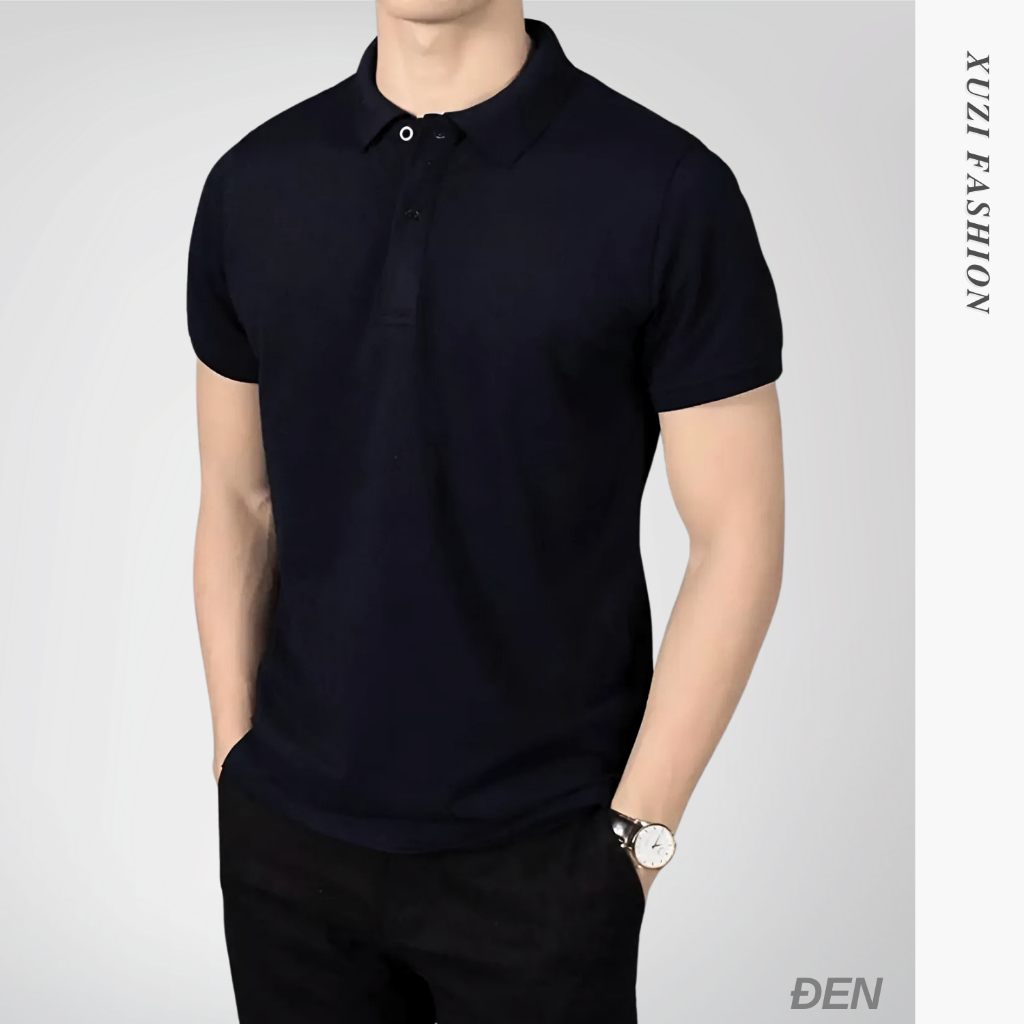 Áo polo nam áo thun có cổ ngắn tay  thể thao trơn basic vải poly cá xấu gai min loại 1 nhiều màu dễ lựa chọn XUZI.