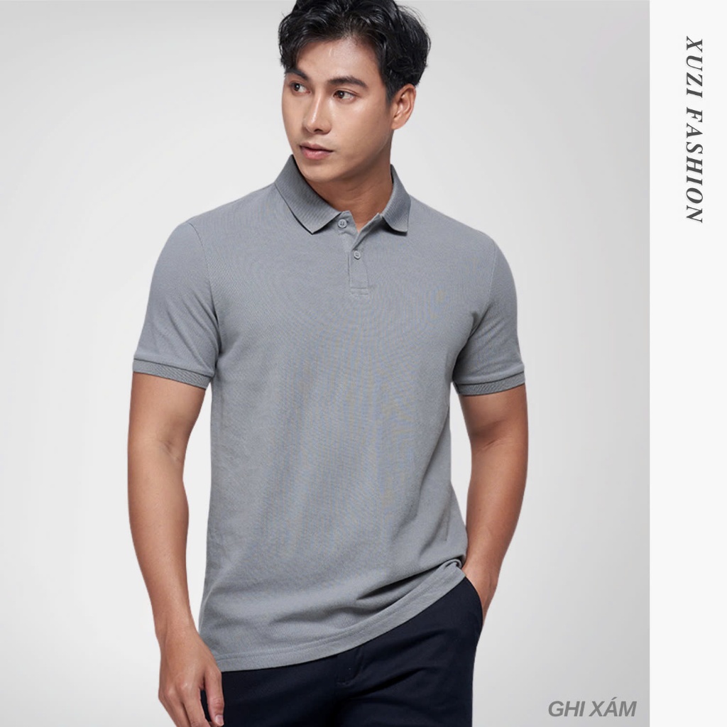 Áo polo nam áo thun có cổ ngắn tay  thể thao trơn basic vải poly cá xấu gai min loại 1 nhiều màu dễ lựa chọn XUZI.