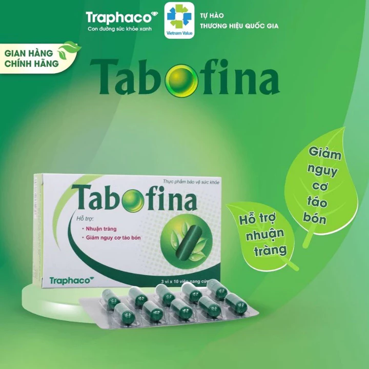 Viên nhuận tràng, chống táo bón TABOFINA hỗ trợ nhuận tràng , giảm nguy cơ táo bón hộp 30 và trĩ do táo bón
