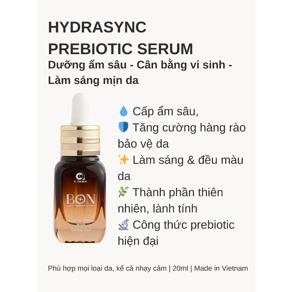 Serum Kềm Dầu kiểm soát bã nhờn Cho Da Dầu Mụn Nhạy Cảm - Không Nhờn Rít | HydraSync B.O.N 20ml