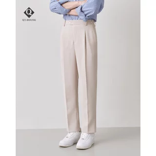 Quần Âu Nam Hàn Quốc Qthouse Sidetab Lưng Cao Dáng Baggy Quần Tây Nam Công Sở Có Đai Chỉnh Eo QTA01
