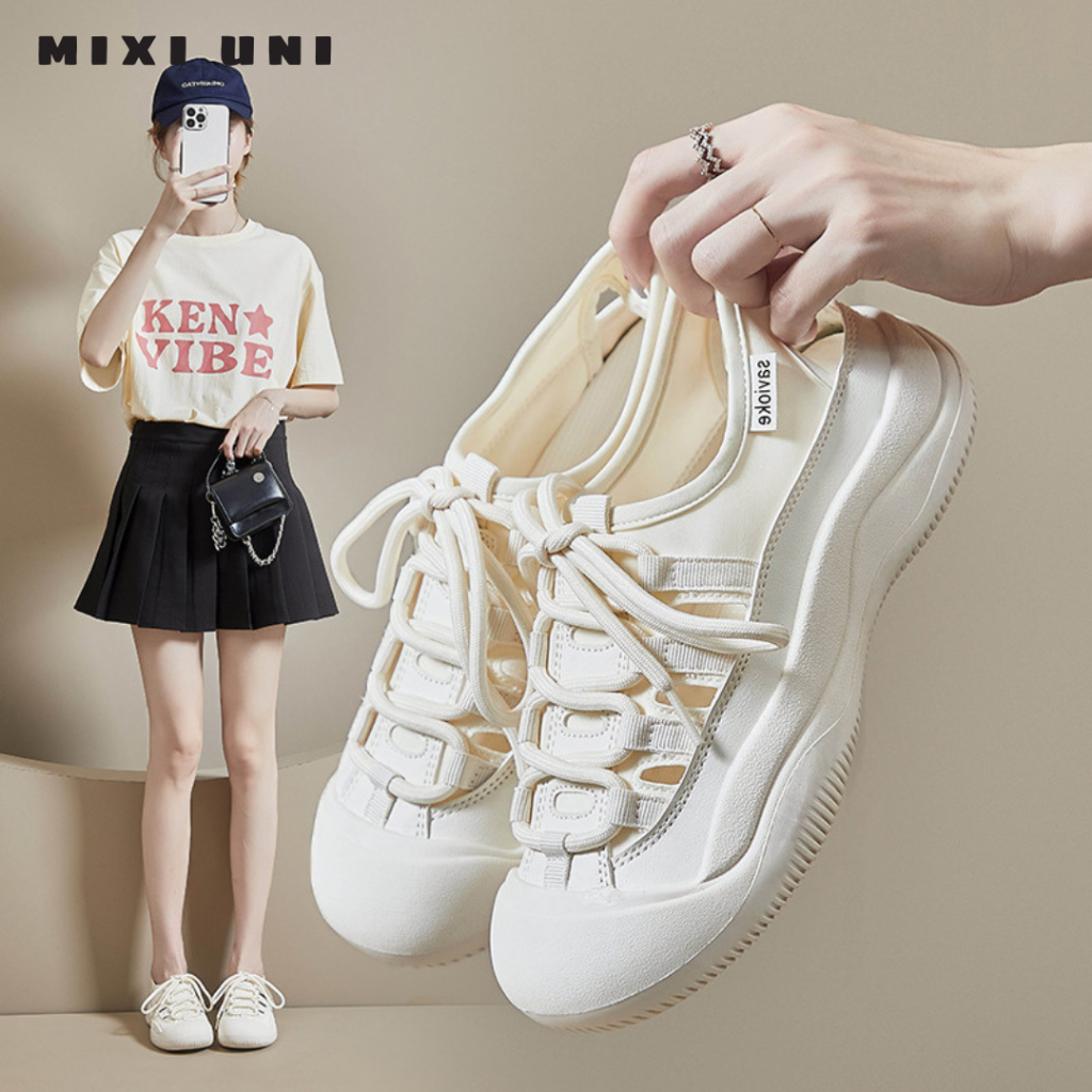 Giày đi biển, đi mưa chống nước, mẫu thiết kế thời trang basic bốn mùa tiện ích (2 màu kem,đen) hàng sẵn đủ size