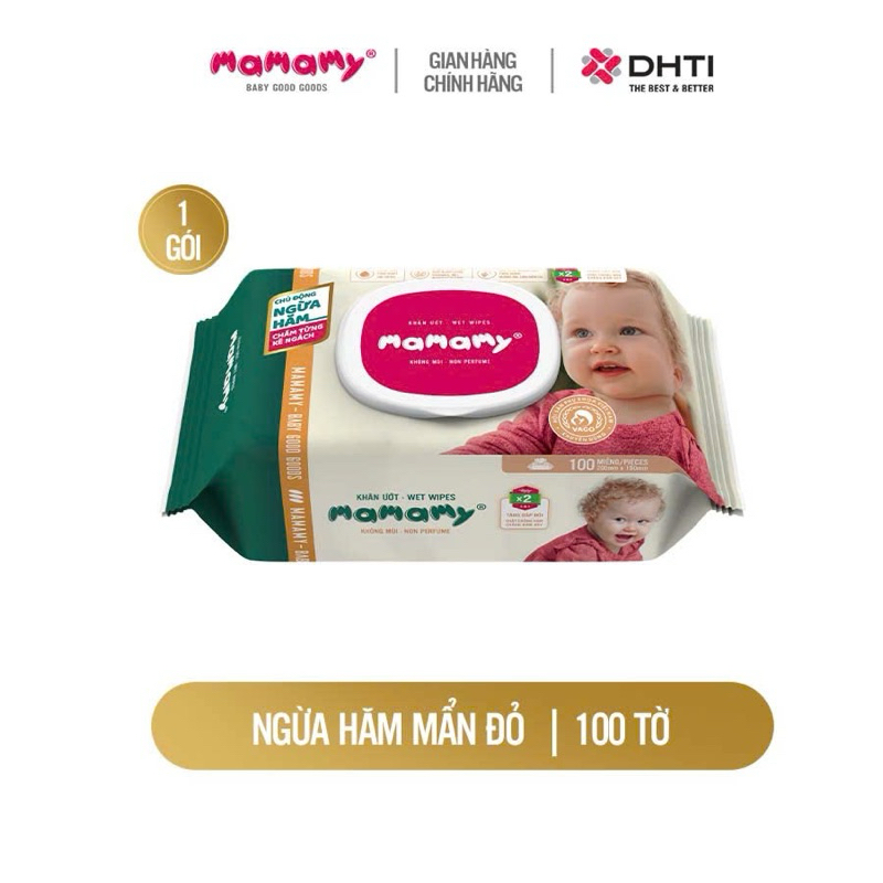 Khăn Ướt Mamamy 100 Tờ Không Mùi – Khăn Ướt Cho Bé Sơ Sinh Mềm Mại An Toàn