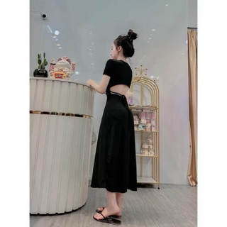 Đầm body tay ngắn dáng xoè maxi hở lưng hotgirl sexy màu đỏ đô tôn da xinh đẹp hottrend