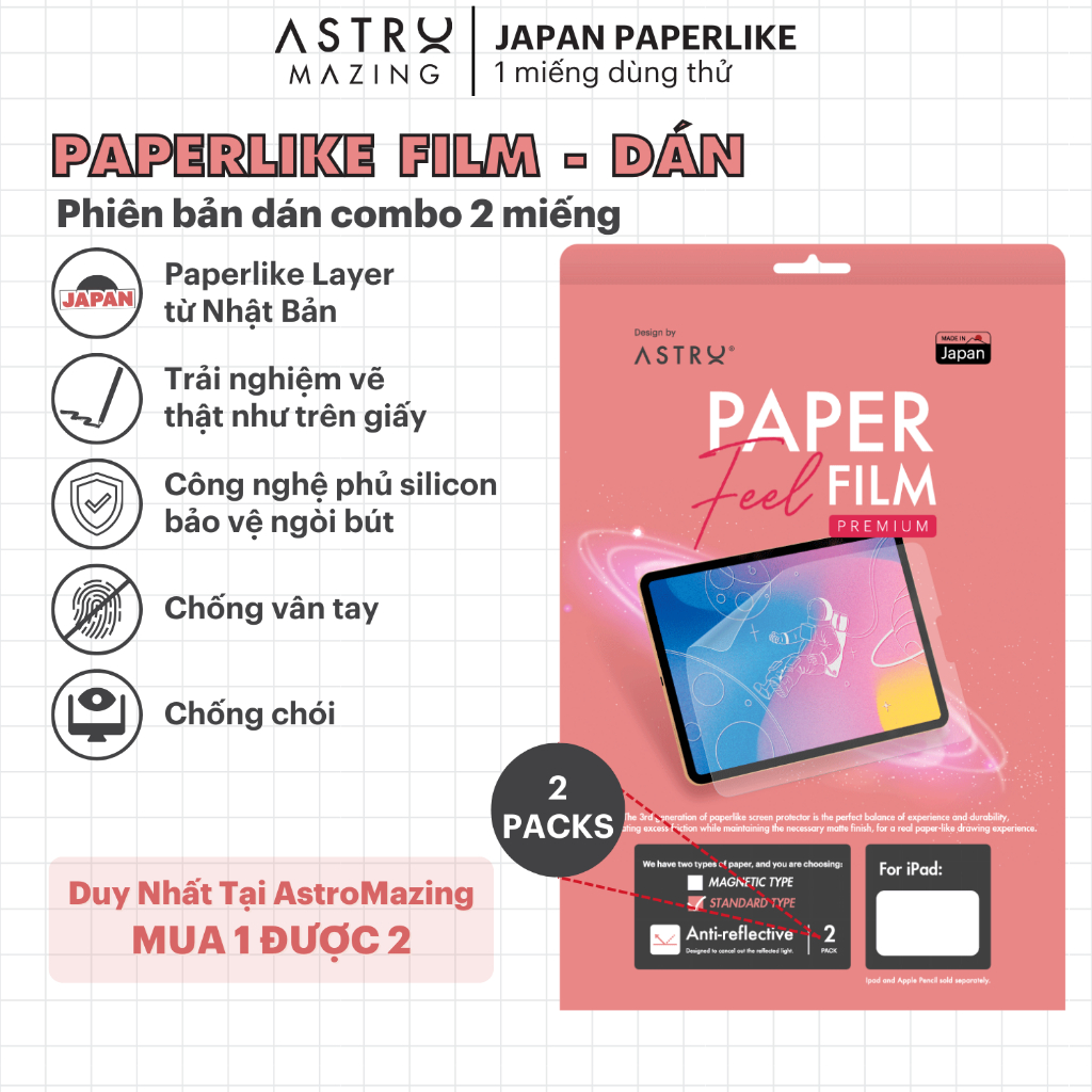 Ảnh Miếng dán màn hình Paperlike Nhật Bản Hồng cho iPad Pro 11 Air 4 5 Gen 7 8 9 1