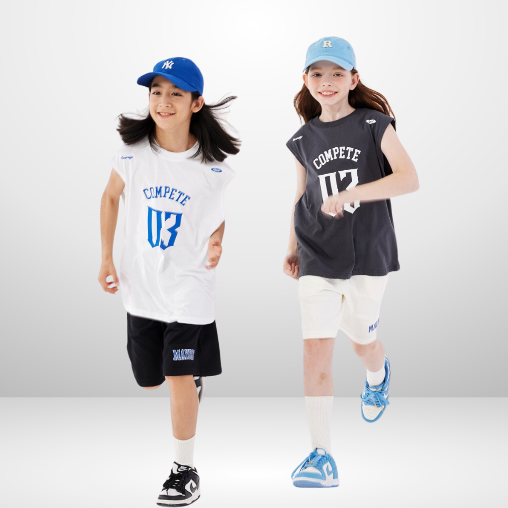 Áo Ba Lỗ Trẻ Em Năng Động Mùa Hè – Form Rộng Thoáng Mát – In Chữ Thể Thao COMPETE | JJ Kids Fashion