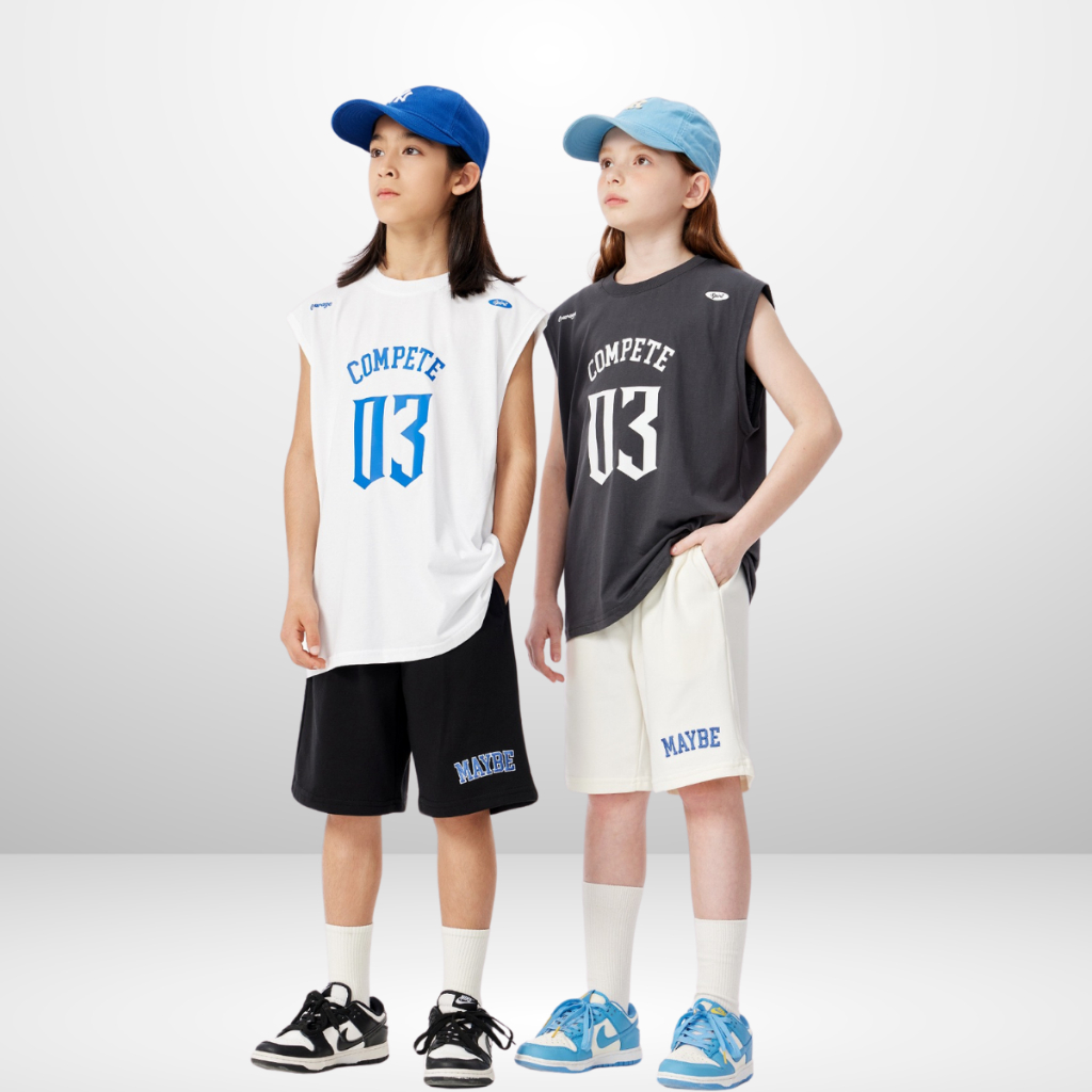 Áo Ba Lỗ Trẻ Em Năng Động Mùa Hè – Form Rộng Thoáng Mát – In Chữ Thể Thao COMPETE | JJ Kids Fashion