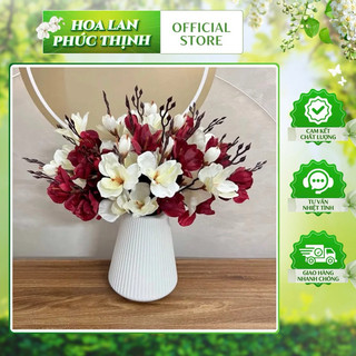 (Tặng bình) Bình hoa để bàn decor - Hoa diên vĩ giả cao 45cm nhiều màu trang trí bàn trà kệ tủ - hoa cao cấp