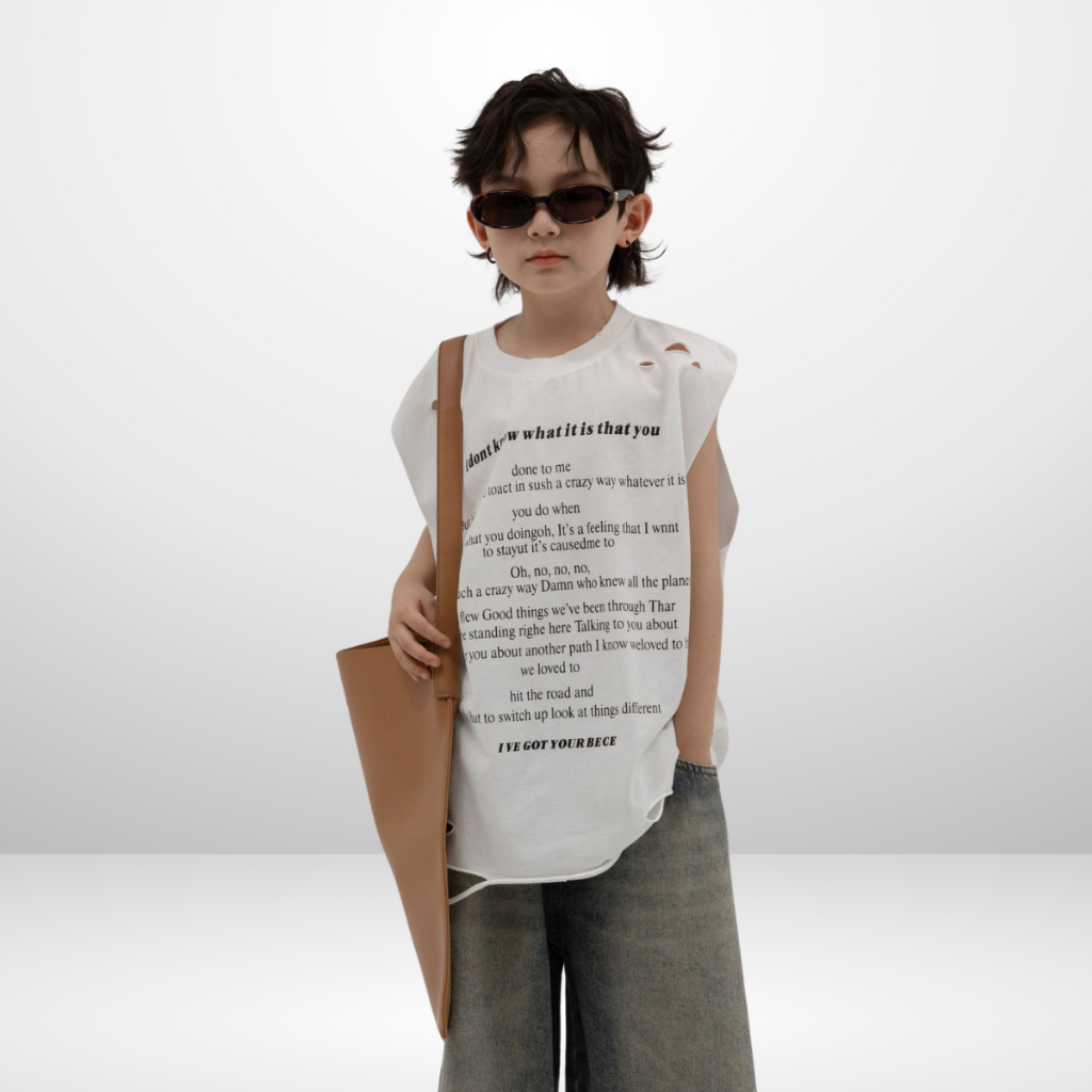Áo Ba Lỗ Trẻ Em Street Style – Phá Cách & Cá Tính – Cotton Mềm Mịn | JJ Kids Fashion_KHÔNG RÁCH