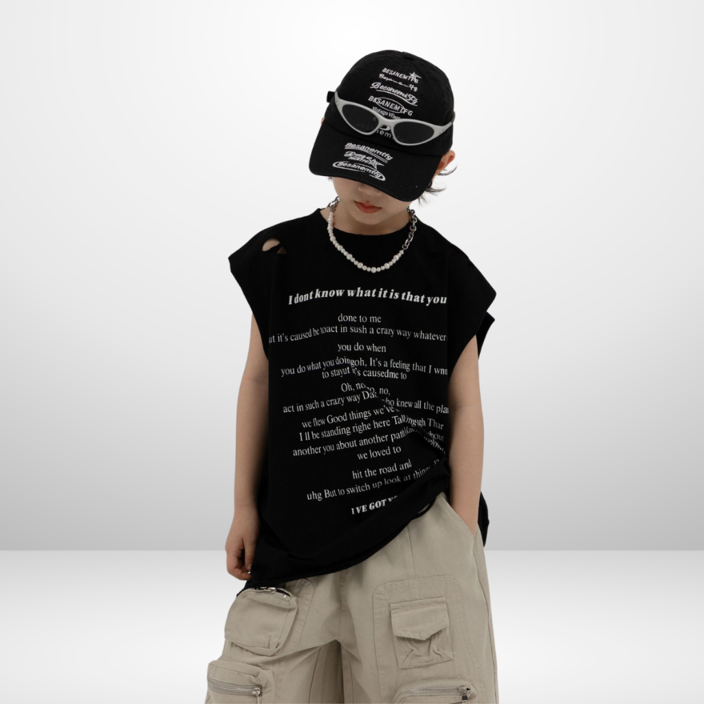 Áo Ba Lỗ Trẻ Em Street Style – Phá Cách & Cá Tính – Cotton Mềm Mịn | JJ Kids Fashion_KHÔNG RÁCH