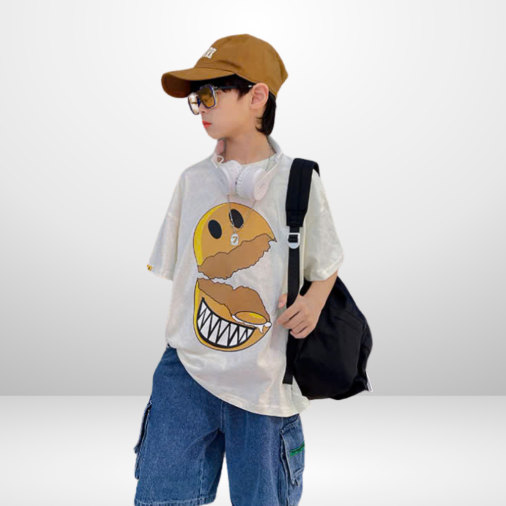 Áo Thun Trẻ Em In Hình Biểu Cảm Độc Lạ, Phong Cách Streetwear Cá Tính B639 | JJ Kids Fashion