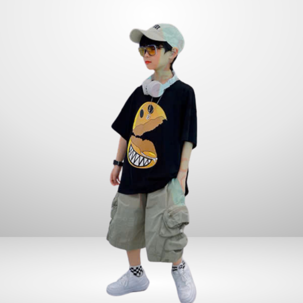 Áo Thun Trẻ Em In Hình Biểu Cảm Độc Lạ, Phong Cách Streetwear Cá Tính B639 | JJ Kids Fashion