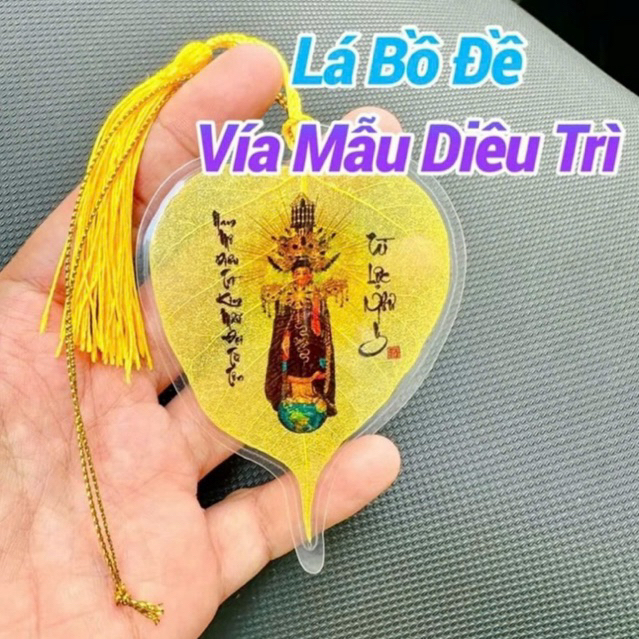 (Tặng rùa vàng) Lá Bồ Đề Vía Mẫu Diêu Trì trang trí