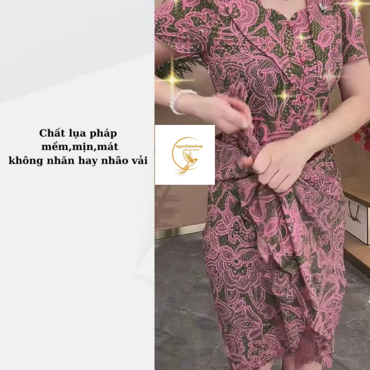 đầm trung niên cho mẹ dự tiệc,đầm cổ vest sang trọng công sở chất vải lua mango- VD01