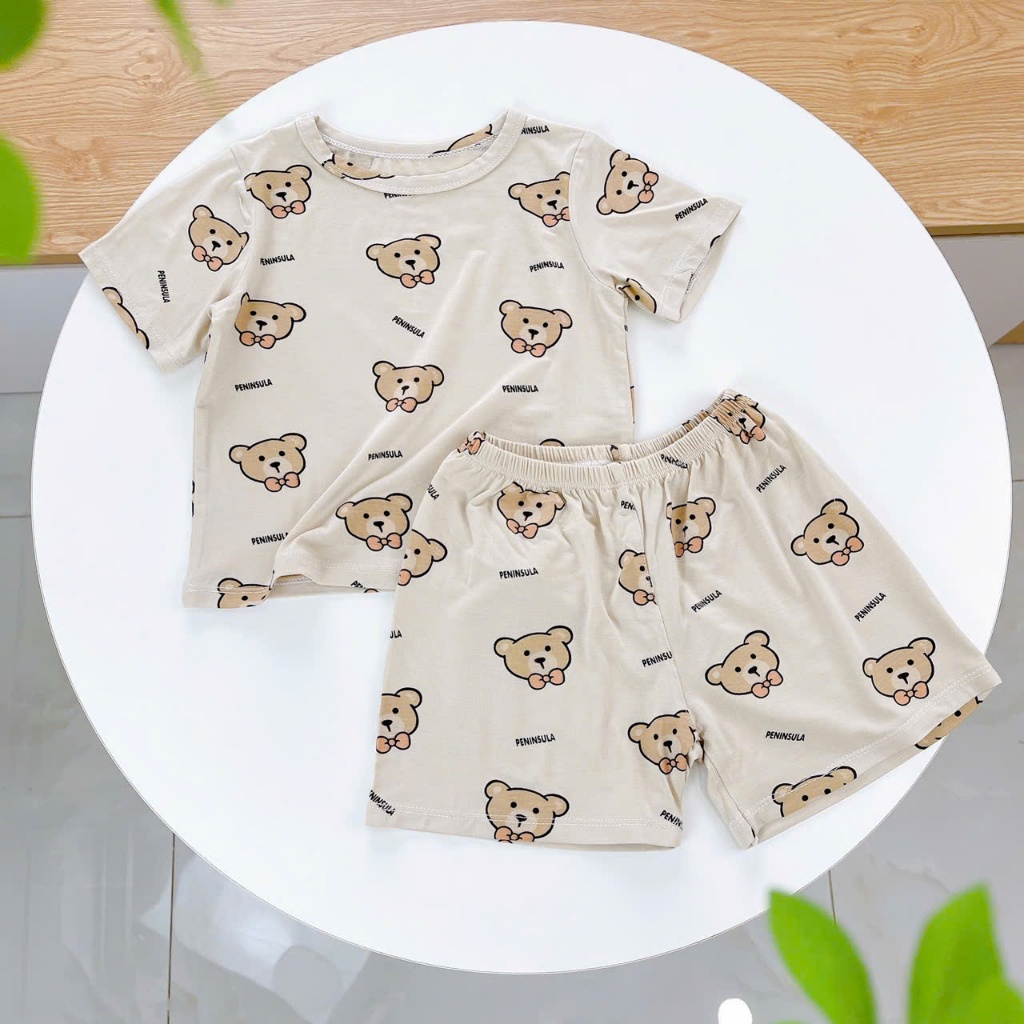 Bộ đùi bé trai sợi sồi Modal Lá Homewear A245 mềm mát lạnh, bộ cộc tay bé trai mặc hè hình xe