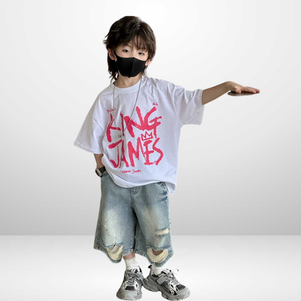Áo Thun Trẻ Em KING JAMES – Thiết Kế Mạnh Mẽ, Form Rộng Cá Tính B672 | JJ Kids Fashion Official