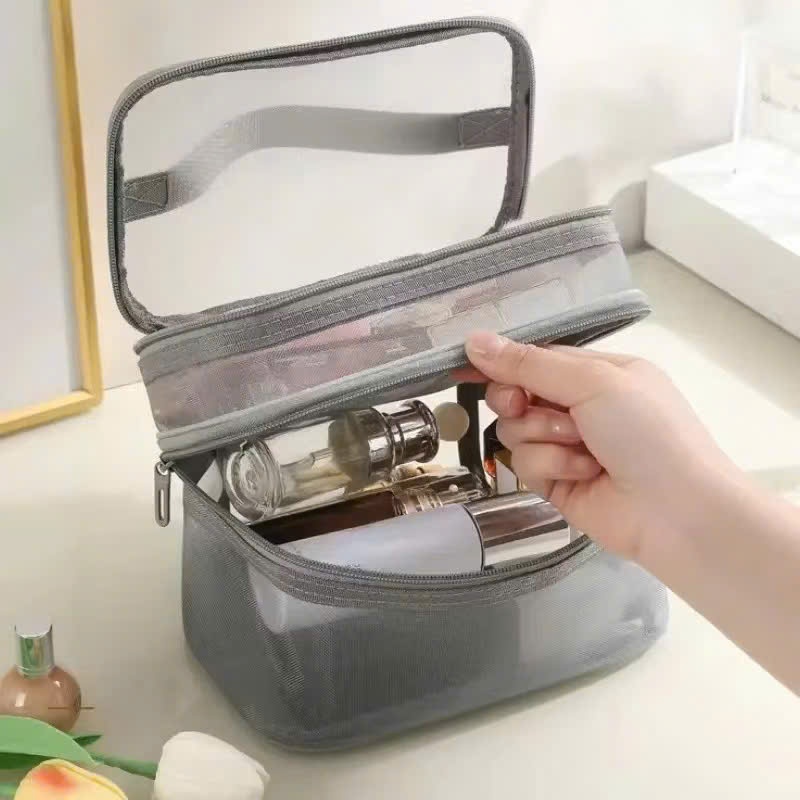 Túi Đựng Mỹ Phẩm 2 Tầng Dung Lượng Lớn,Túi Đựng Đồ Trang Điểm Tiện Mang Đi Xa - TÚI LƯU TRỮ ĐỒ MAKE UP PHONG CÁCH HÀN