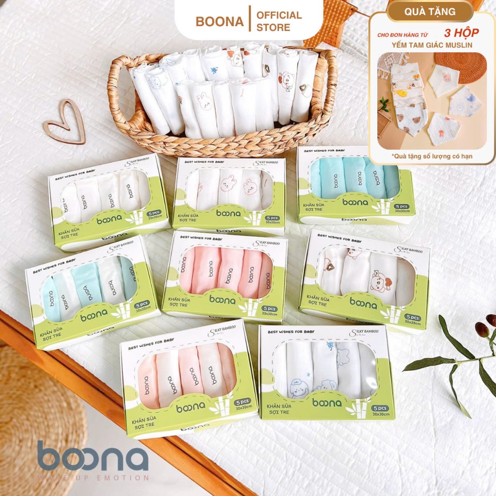 Khăn sữa sợi tre Boona, Koala, Manny 2 lớp và 4 lớp organic mềm mại ...