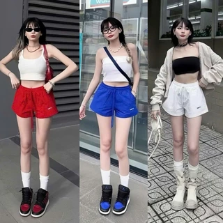 Quần đùi nữ, thêu chữ chất kaki mềm mịn thoáng mát, quần short đùi nữ mặt vải dày dặn chuẩn form,short Hàn khỏe khoắn009