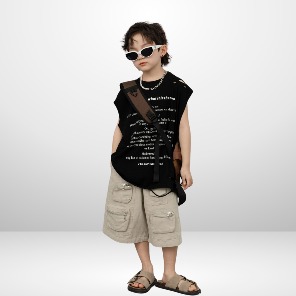 Áo Ba Lỗ Trẻ Em Street Style – Phá Cách & Cá Tính – Cotton Mềm Mịn | JJ Kids Fashion_KHÔNG RÁCH