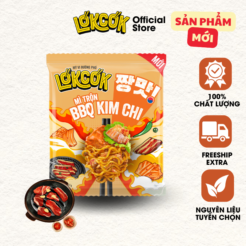 [Chính Hãng] Thùng 24 Gói Mì Trộn Xốt BBQ Kim Chi LOKCOK 24 Gói x 97G [HSD T6.2026]