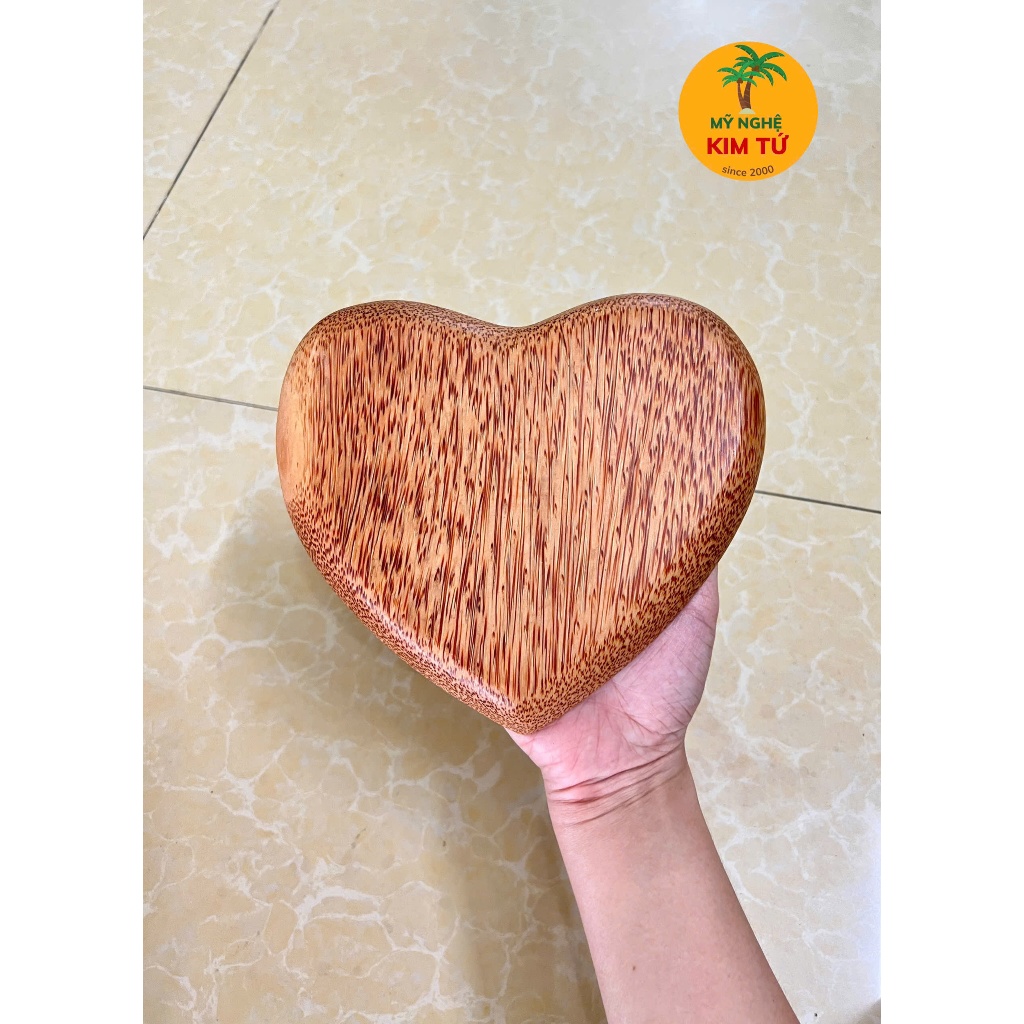 Dĩa Gỗ Dừa Mẫu Hình Trái Tim KIM TỨ - Mỹ Nghệ Dừa Bến Tre Cao Cấp, Hàng Chuẩn Loại 1