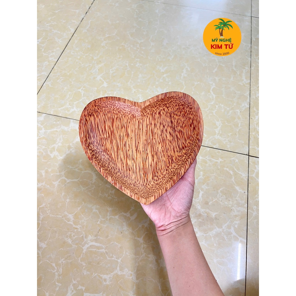 Dĩa Gỗ Dừa Mẫu Hình Trái Tim KIM TỨ - Mỹ Nghệ Dừa Bến Tre Cao Cấp, Hàng Chuẩn Loại 1