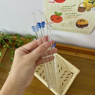 Ống Hút Thủy Tinh Có Nơ – Dễ Thương, An Toàn, Tái Sử Dụng
