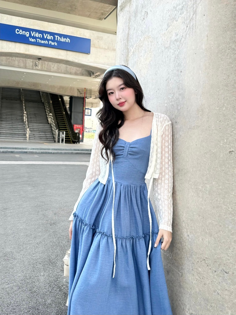 Ảnh Đầm Maxi GAGO Brand 3 Tầng Đầm 2 Dây Form Rộng Xòe Mocking Thời Trang Nữ GG4991 3