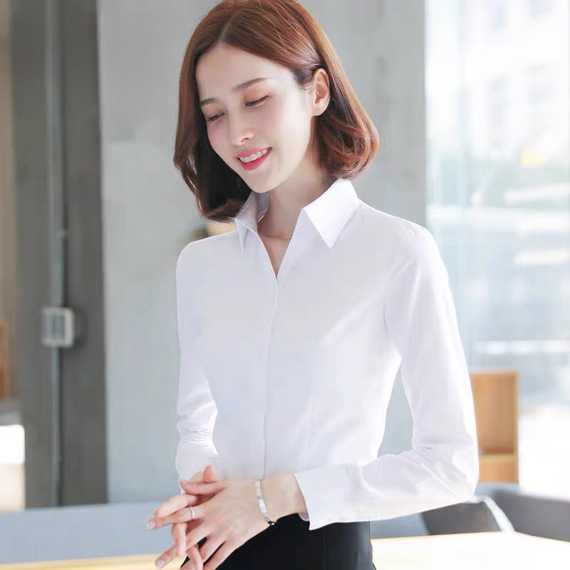 Sơ mi công sở nữ dài tay màu trắng chiết eo tôn dáng Hàn Quốc GN1 - CHIẾT EO