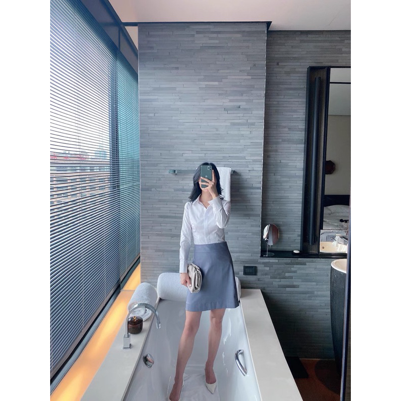 Sơ mi công sở nữ dài tay màu trắng chiết eo tôn dáng Hàn Quốc GN1 - CHIẾT EO